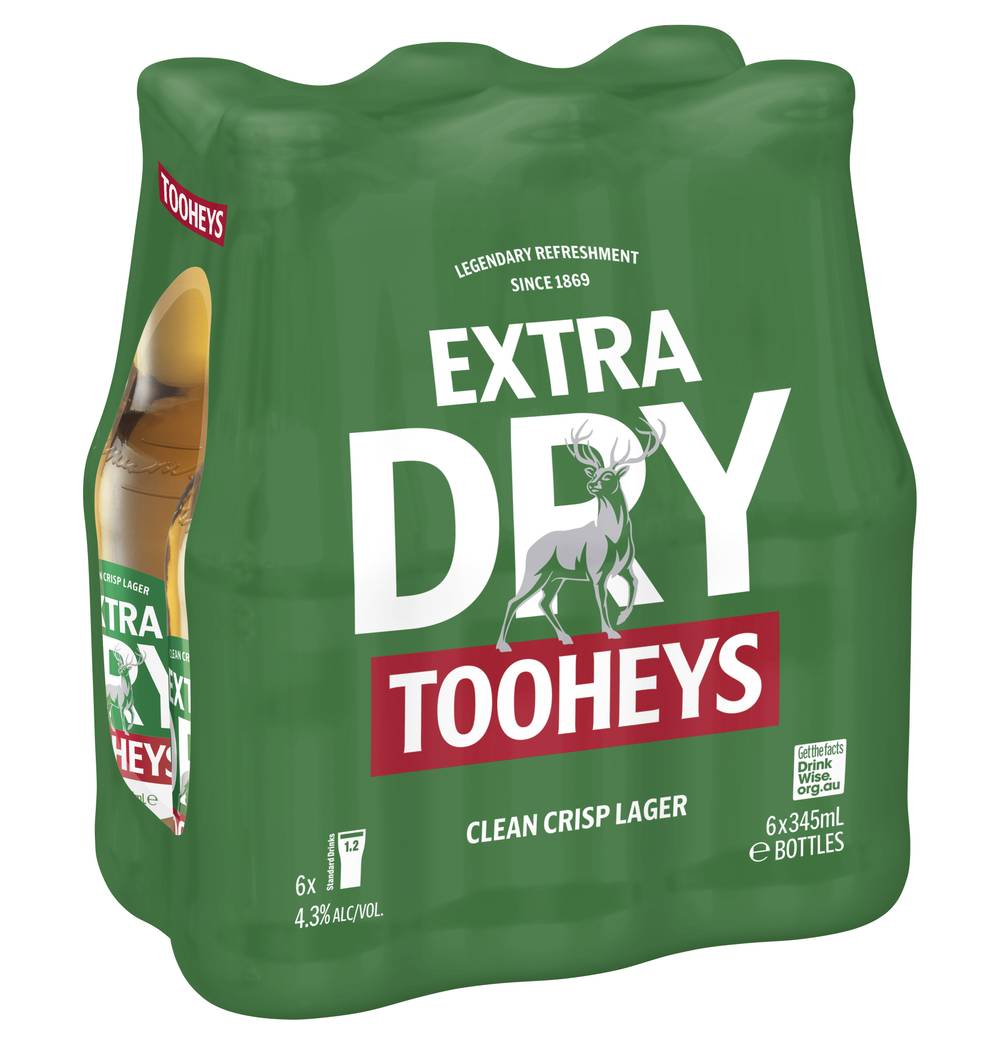 Tooheys Lager Extra Dry Clean Crisp Lager (6 x 345mL)