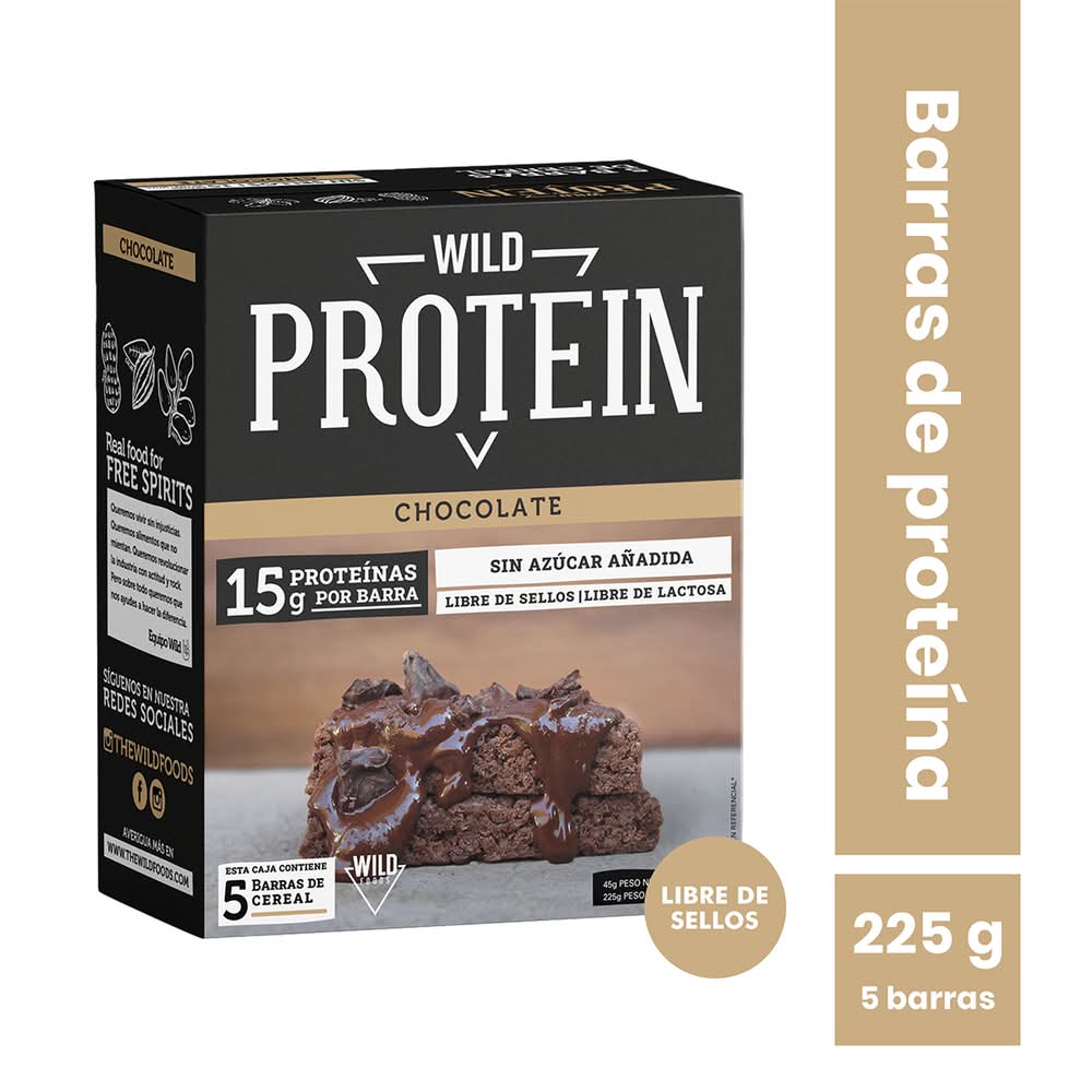 Wild Protein · Barras de proteína - Chocolate (5 x 45 g)