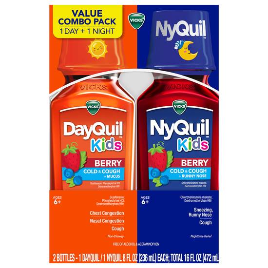 Vicks Dayquil & Nyquil Kids Berry Cold & Cough Medicine Combo pack (2 ct)