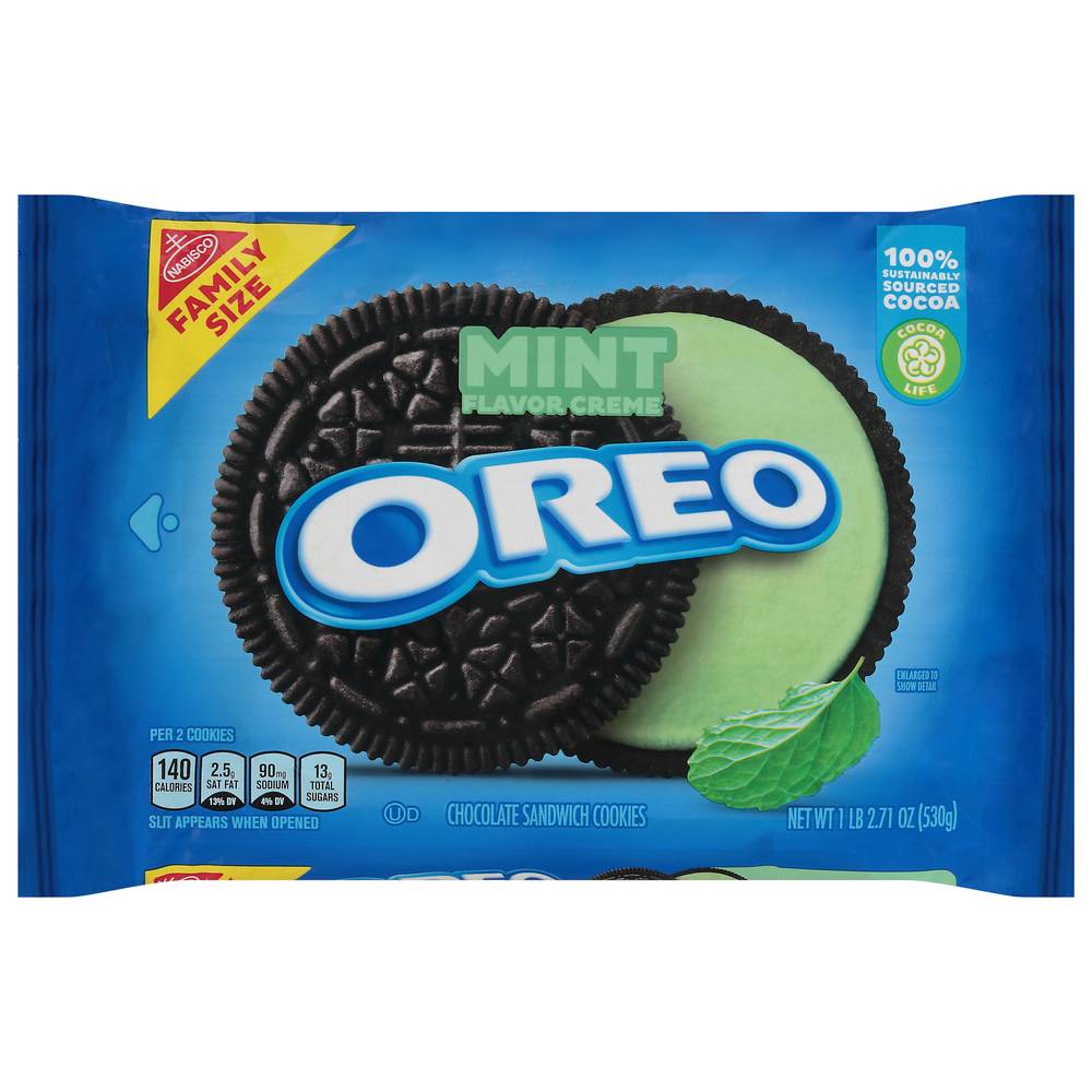 Oreo King Size Mint Creme Chocolate Sandwich Cookies