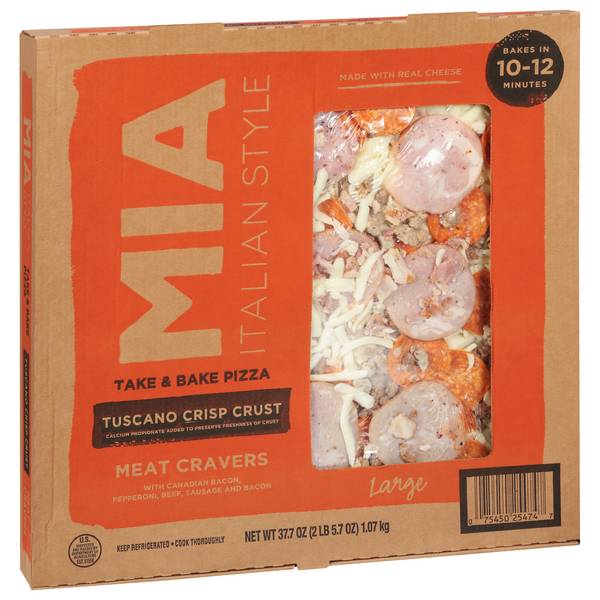 Mia Italian Take & Bake Pizza Large Tuscano Crisp Crust Meat Cravers