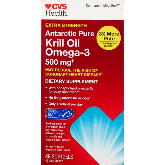 CVS Health Antarctic Pure Omega-3 Krill Oil Softgels, 45 CT