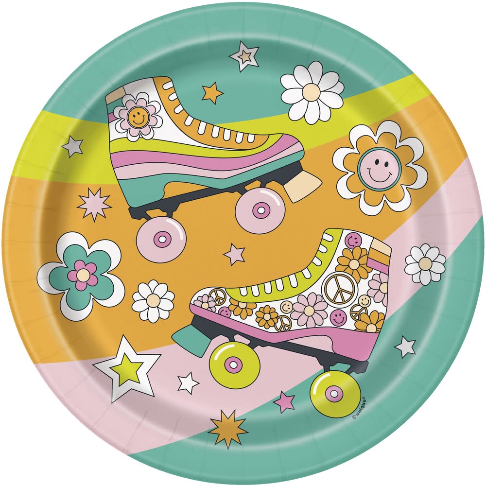 9in Paper Plates 8-Count - Flower Power