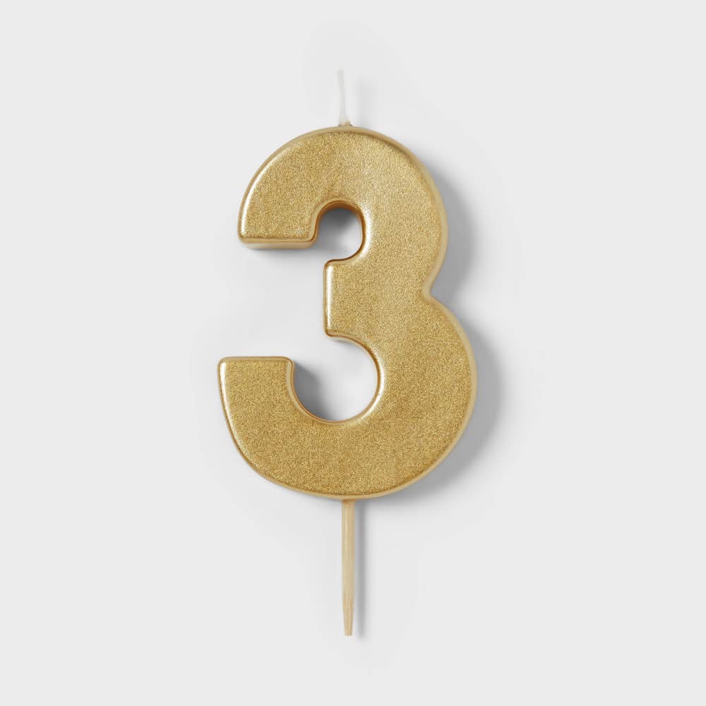 Spritz Number 3 Candle, Gold