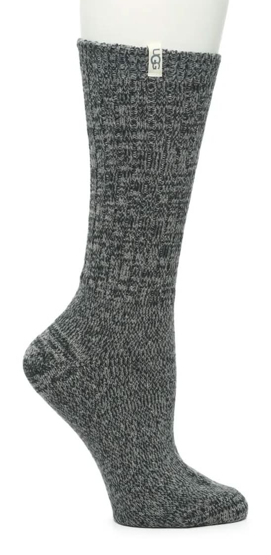 Ugg Rib Knit Women's Crew Socks (Charcoal Grey/Black One Size)
