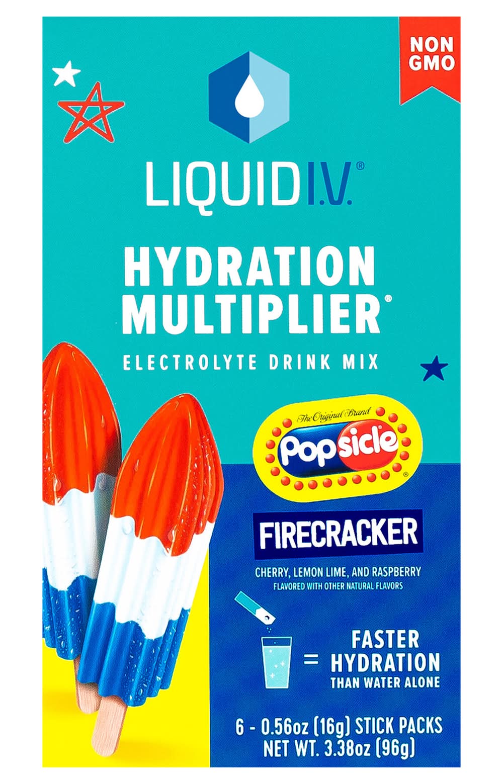 Liquid I.V. Hydration Multiplier Electrolyte Drink Mix, Popsicle Firecracker (6 x 0.56 oz)