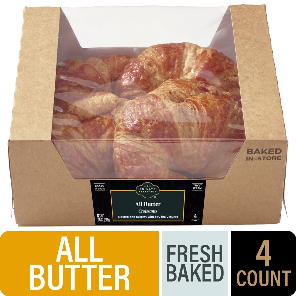 Private Selection Fresh Baked Croissants, All Butter (9.6 oz, 4 ct)