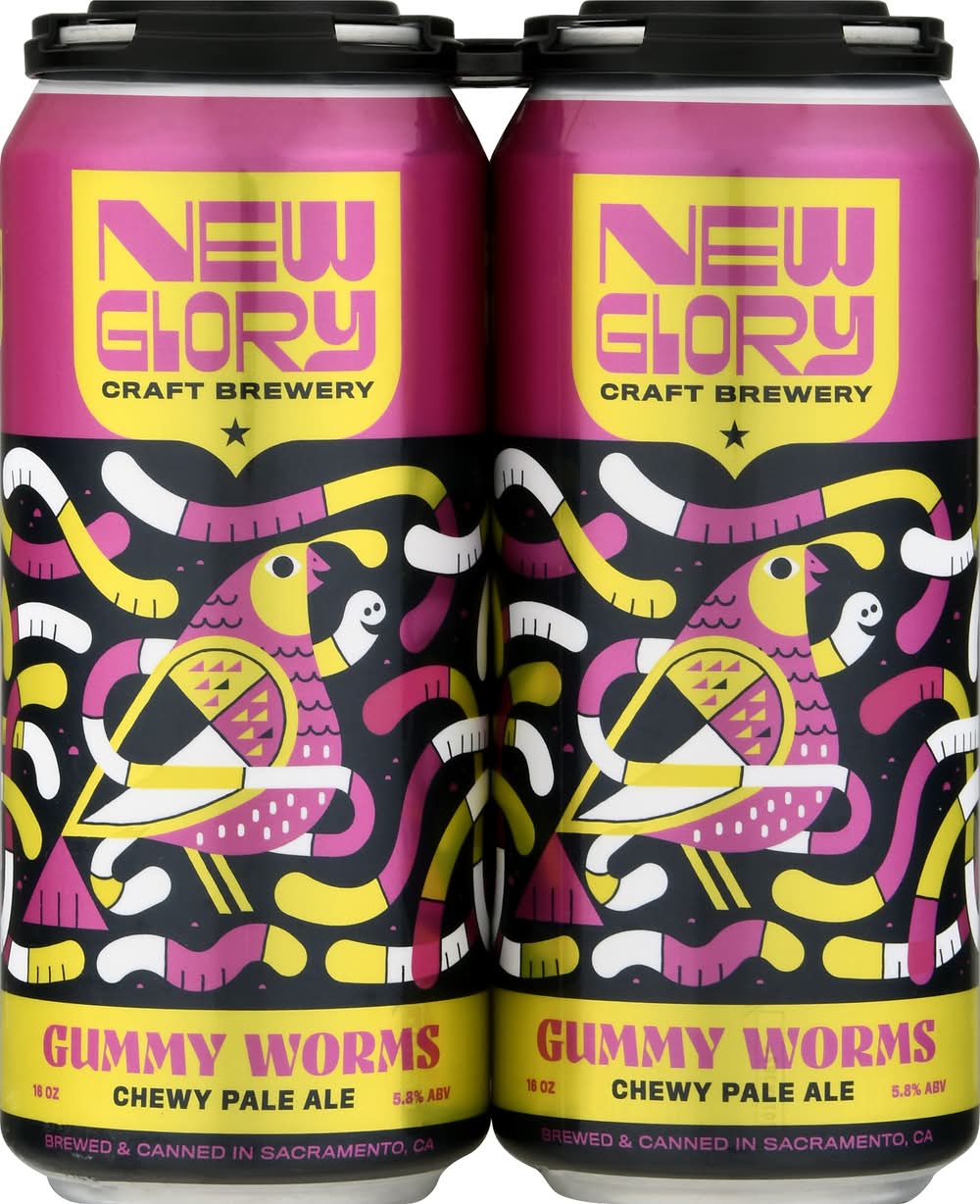 New Glory Craft Brewery Gummy Worms Chewy Pale Ale Beer (4 x 16 fl oz)