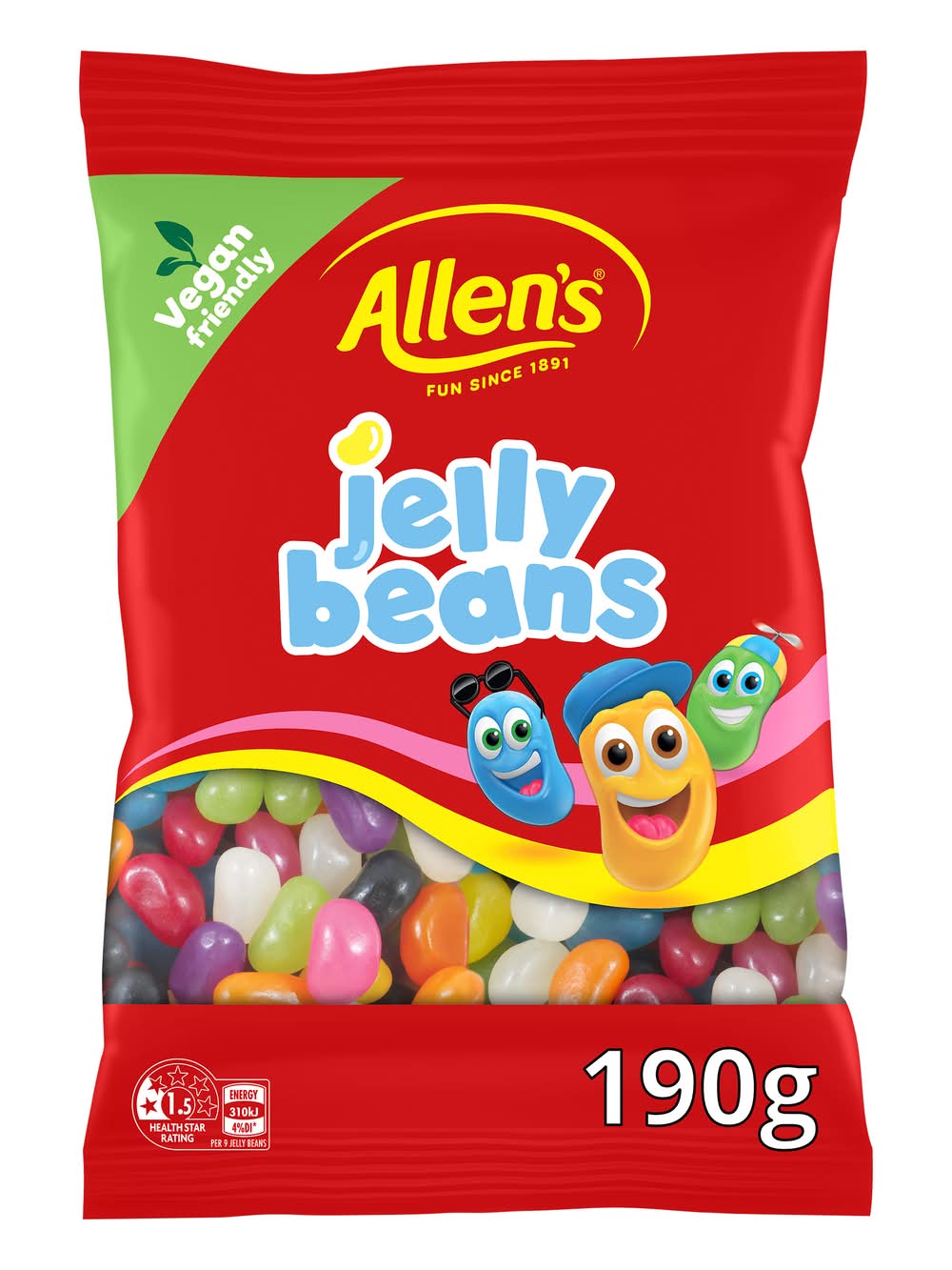 Allen's Vegan Jelly Beans Lollies (190g)