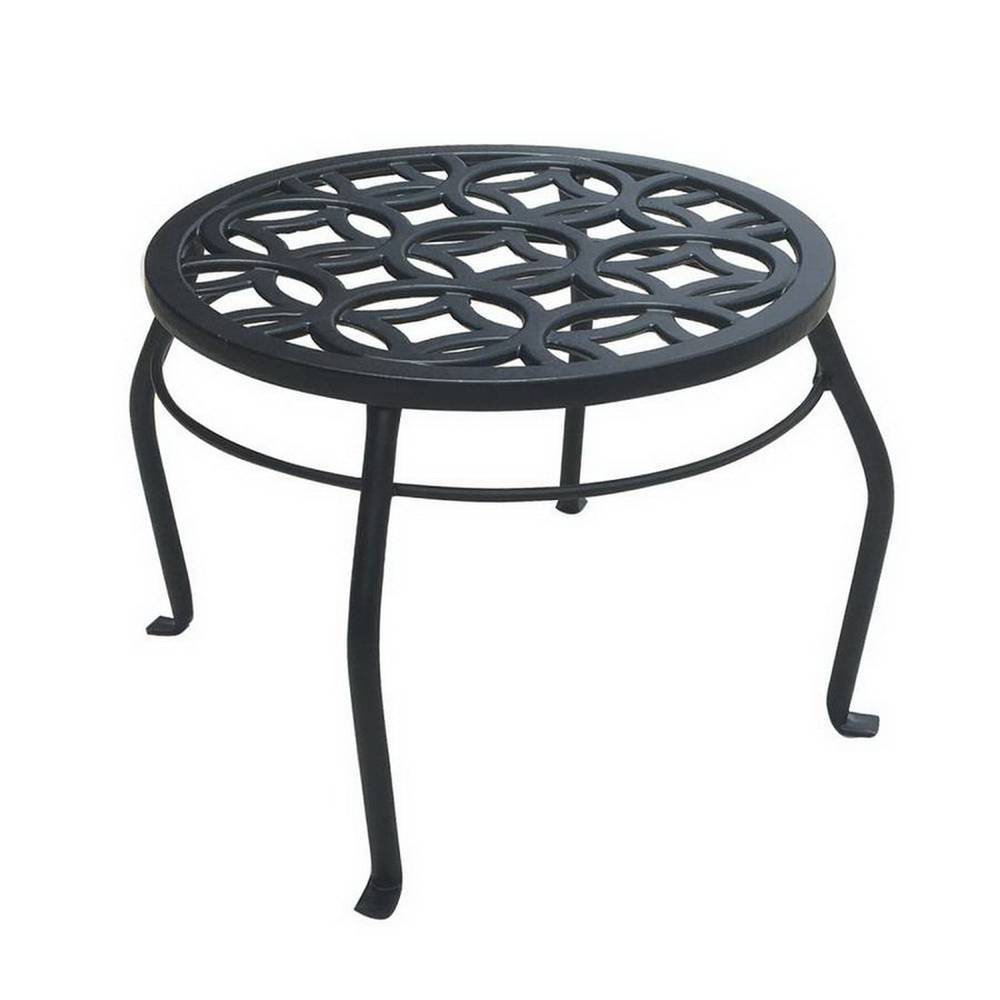 allen + roth 9-in H x 12-in W Black Indoor/Outdoor Round Steel Plant Stand | LWP046