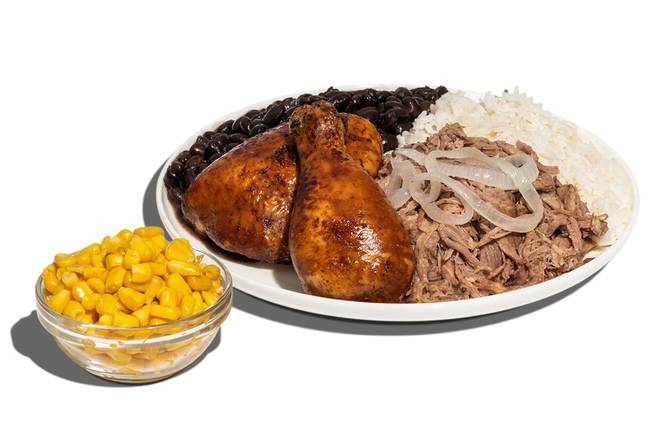 1/4 Chk & Pork Duo - With Rice and Beans and 1 Additional Side