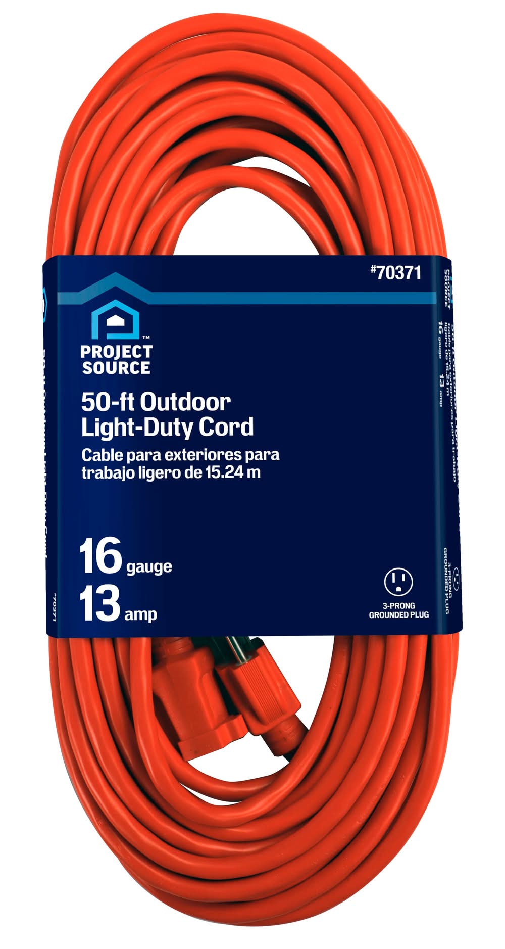 Project Source 50-ft 16 / 3 Light Duty 3 Prong Orange Outdoor Extension Power Cord