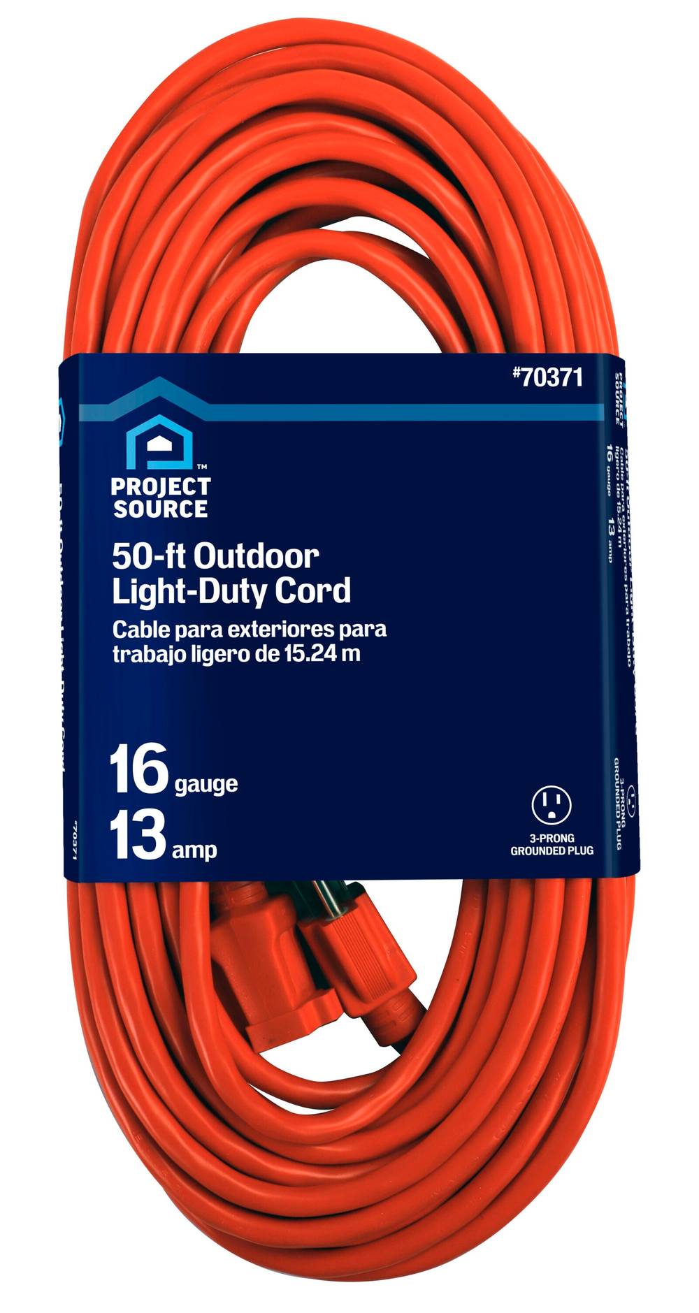 Project Source 50-ft 16 / 3 3 Prong Orange Outdoor SJTW Light Duty General Extension Cord | UT501630
