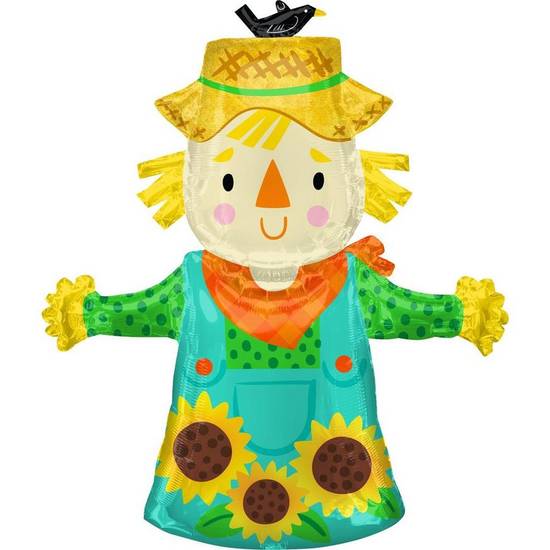 Uninflated Sunflower Scarecrow Foil Balloon, 36in