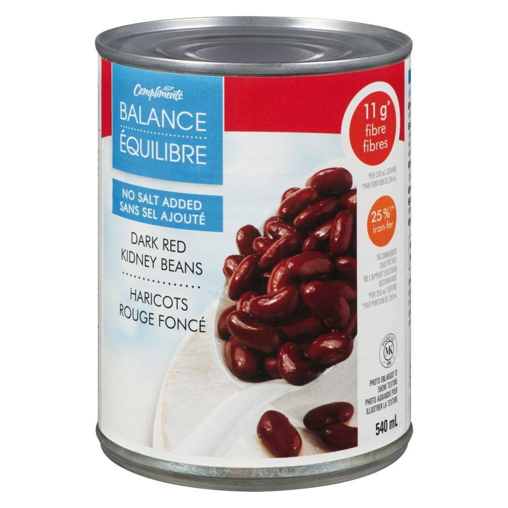 Compliments haricots rouges foncés sans sel (540 ml) - no salt added beans kidney dark red (540 ml)