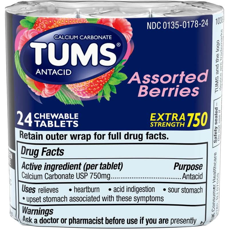 Tums Extra Strength Antacid for Heartburn Relief 3-Roll