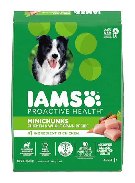 Iams ProActive Health Chicken & Whole Grain Recipe Adult Minichunks Dry Dog Food, 15 lbs.