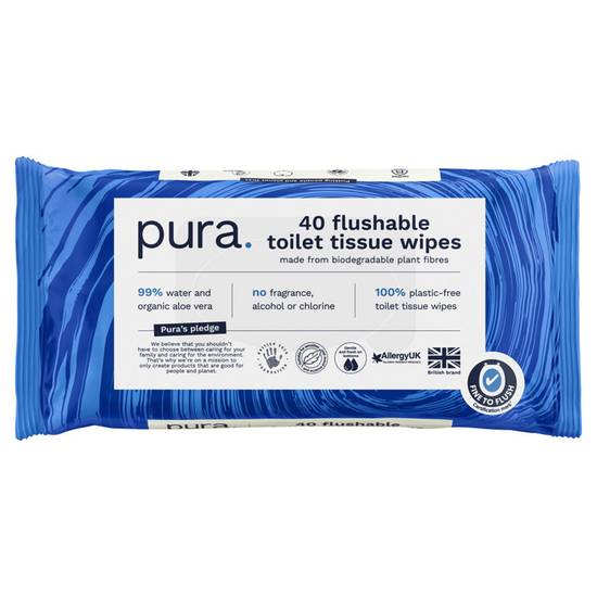 Pura 40 Flushable Toilet Tissue Wipes