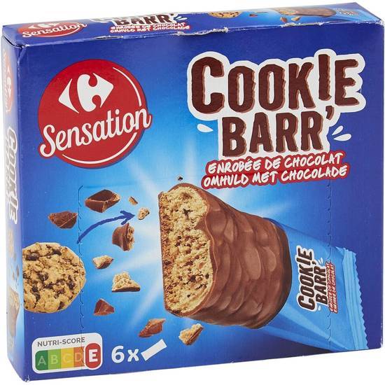 Carrefour Sensation - Barres cookie enrobées de chocolat