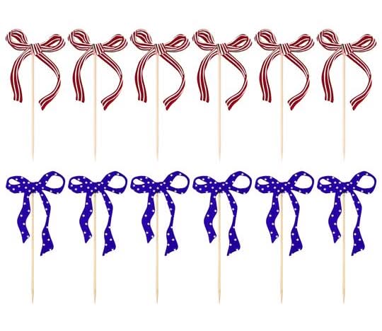 Red, White & Blue Bow Toppers, 12Ct. By Makery
