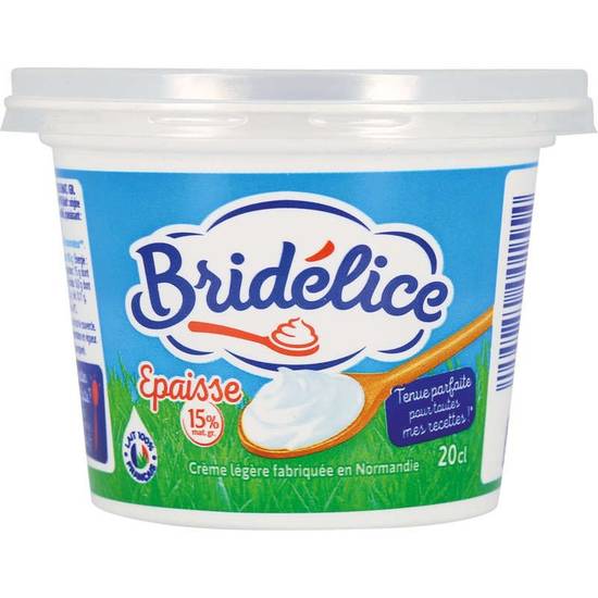 Crèmes Fraiche épaisse Légère 15%mg 20cl BRIDELICE