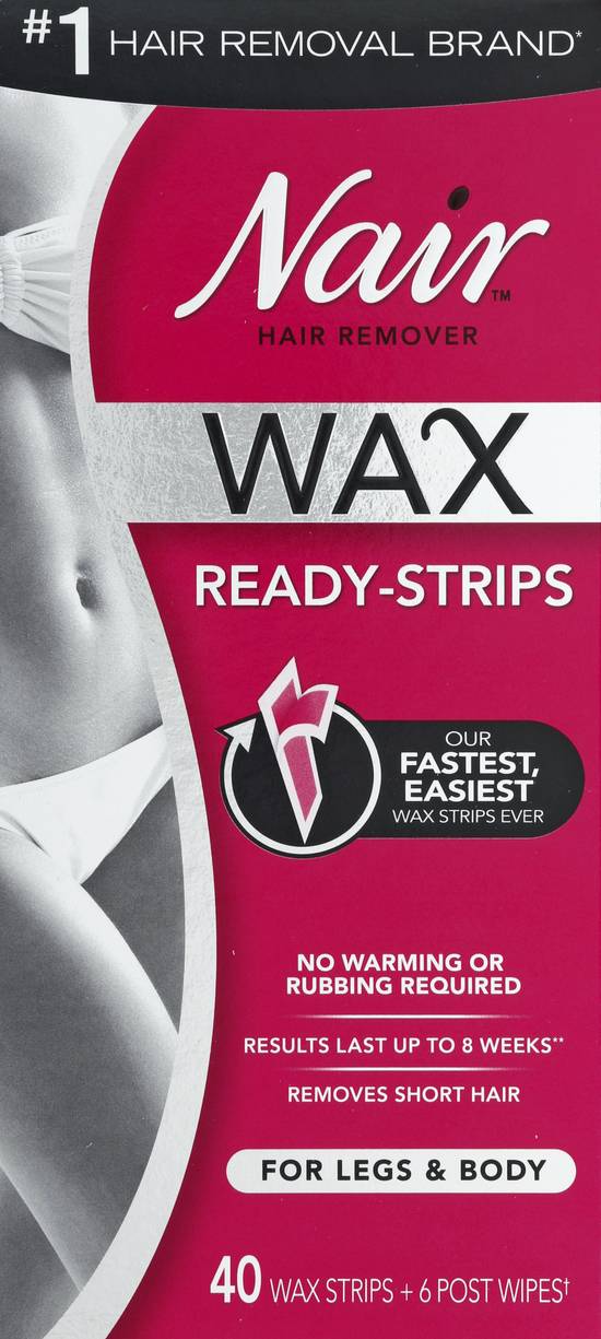 Nair Hair Remover Wax Ready- Strips For Legs & Body (40 ct)