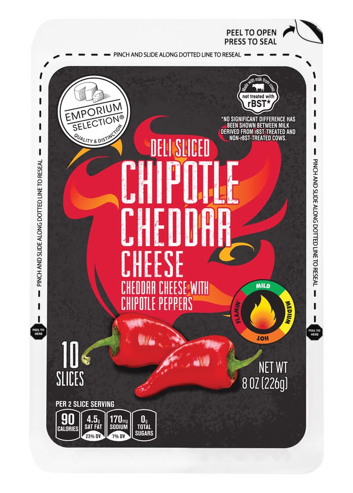 Emporium Selection Deli Sliced Cheese, Chipotle Cheddar (8 oz, 10 ct)