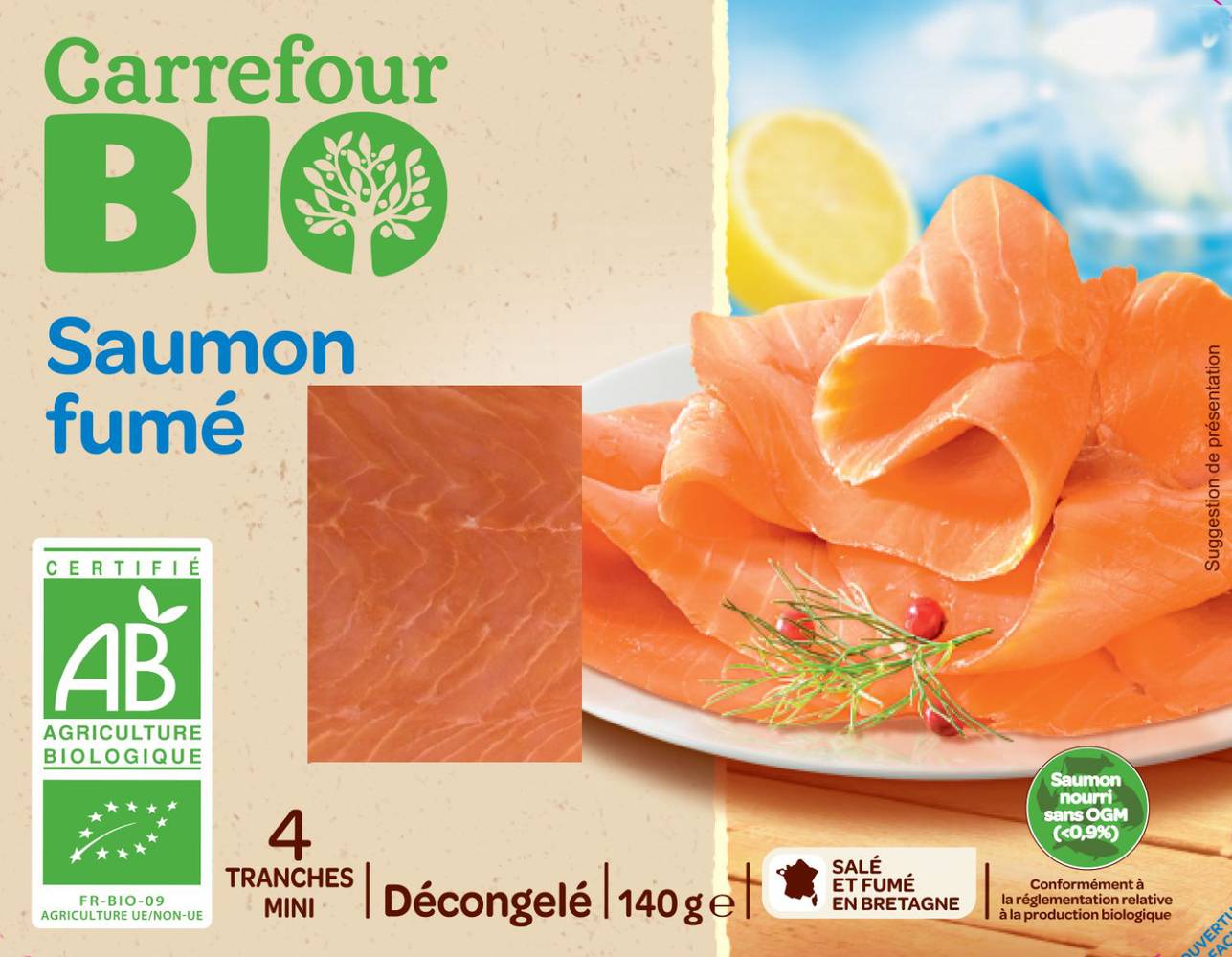 Carrefour Bio - Saumon fumé bio tranches (140g)