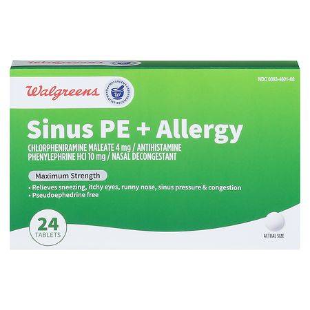 Walgreens Sinus Pe + Allergy Maximum Strength Tablets (24 ct)