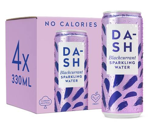 Dash Sparkling Blackcurrant Water, 4 x 330ml
