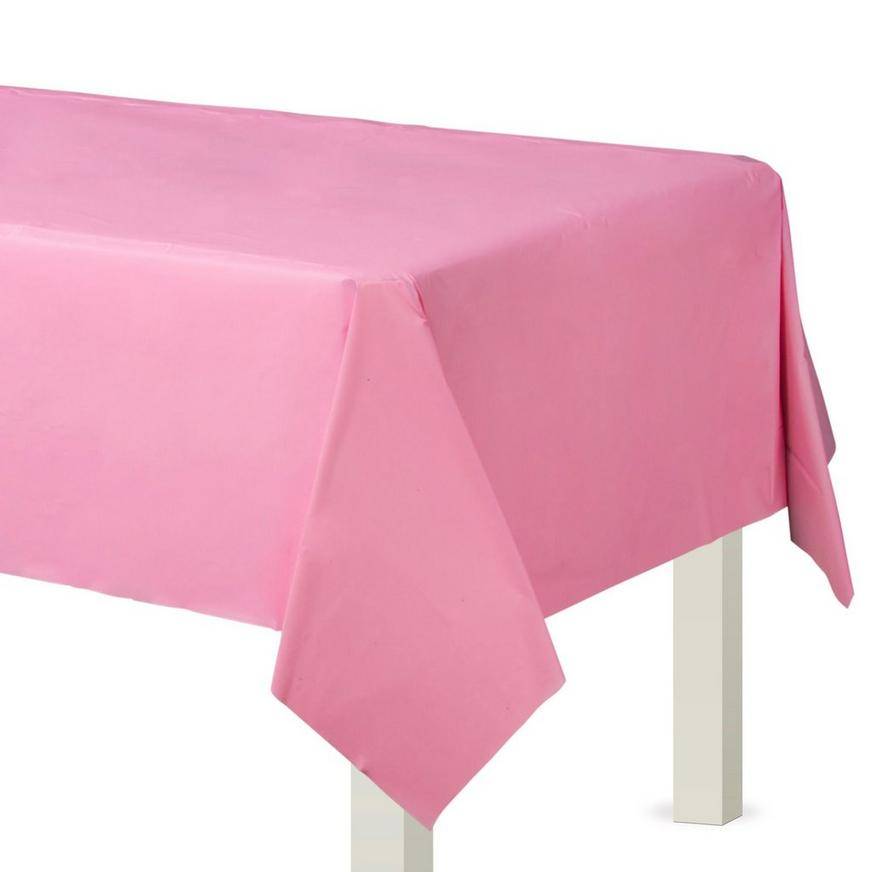 Party City Plastic Table Cover (54in wide x 108in long/pink)