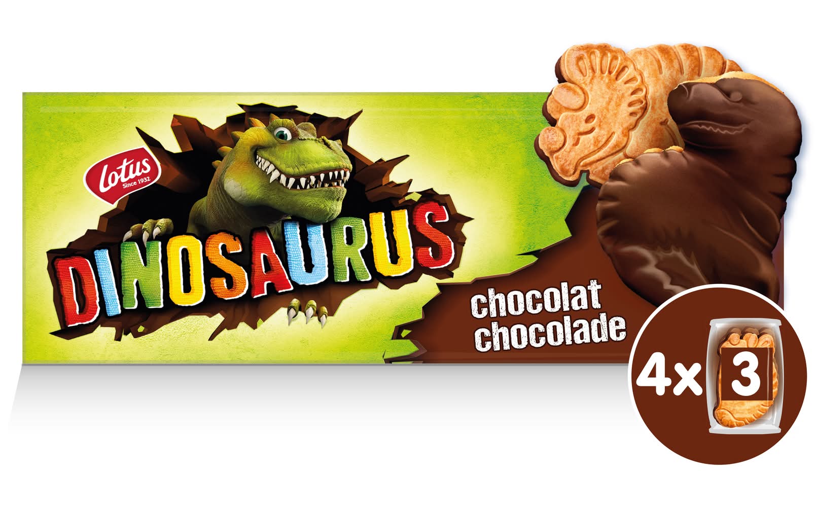 Lotus - Dinosaurus biscuits nappés, chocolat (12)
