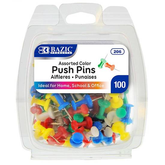 Bazic Products Assorted Color Push Pins (100 ct)