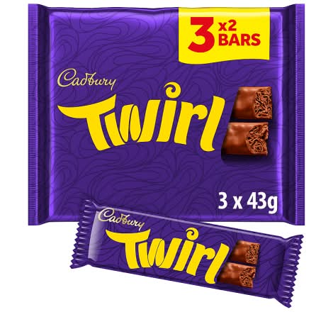 Cadbury Twirl Chocolate Bars (3 x 43g)