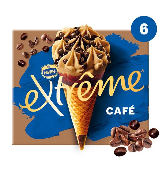 Nestlé - Extrême glace au pépites de café en cône (6 pièces)
