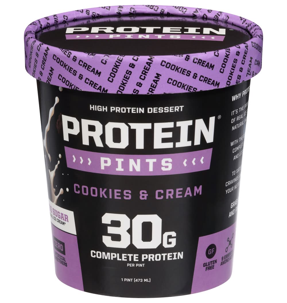 Protein Pints High Protein Ice Cream, Cookies & Cream (16 fl oz)