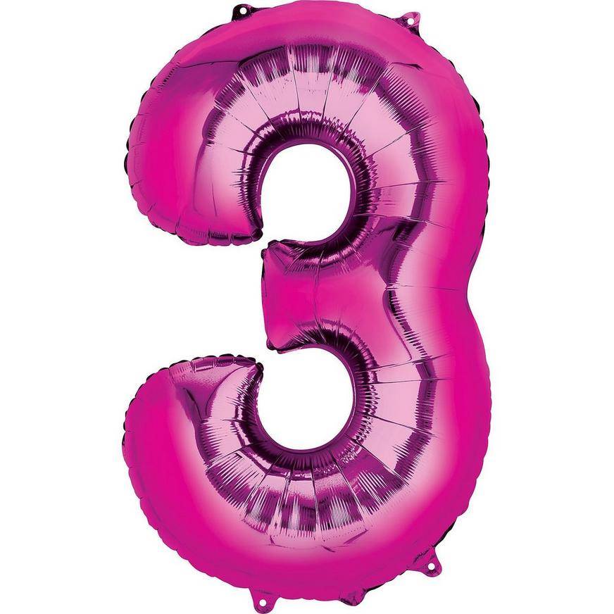Uninflated 34in Bright Pink Number Balloon (3)