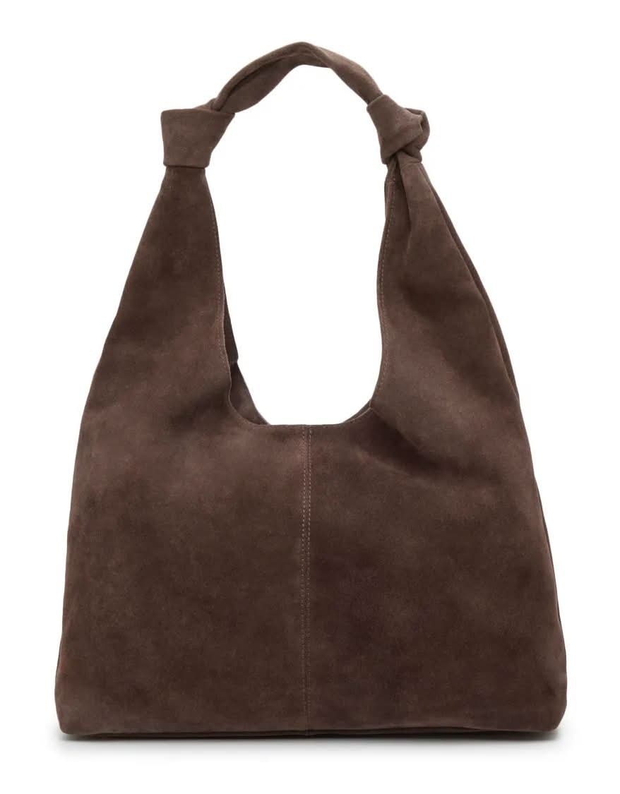 American Leather Co. Gables Knot Suede Hobo Bag (Dark Brown One Size)