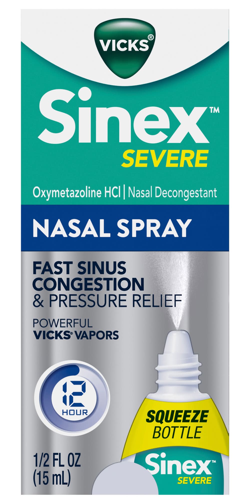 Vicks Sinex Severe Nasal Decongestant With Menthol Nasal Spray (15 ml)