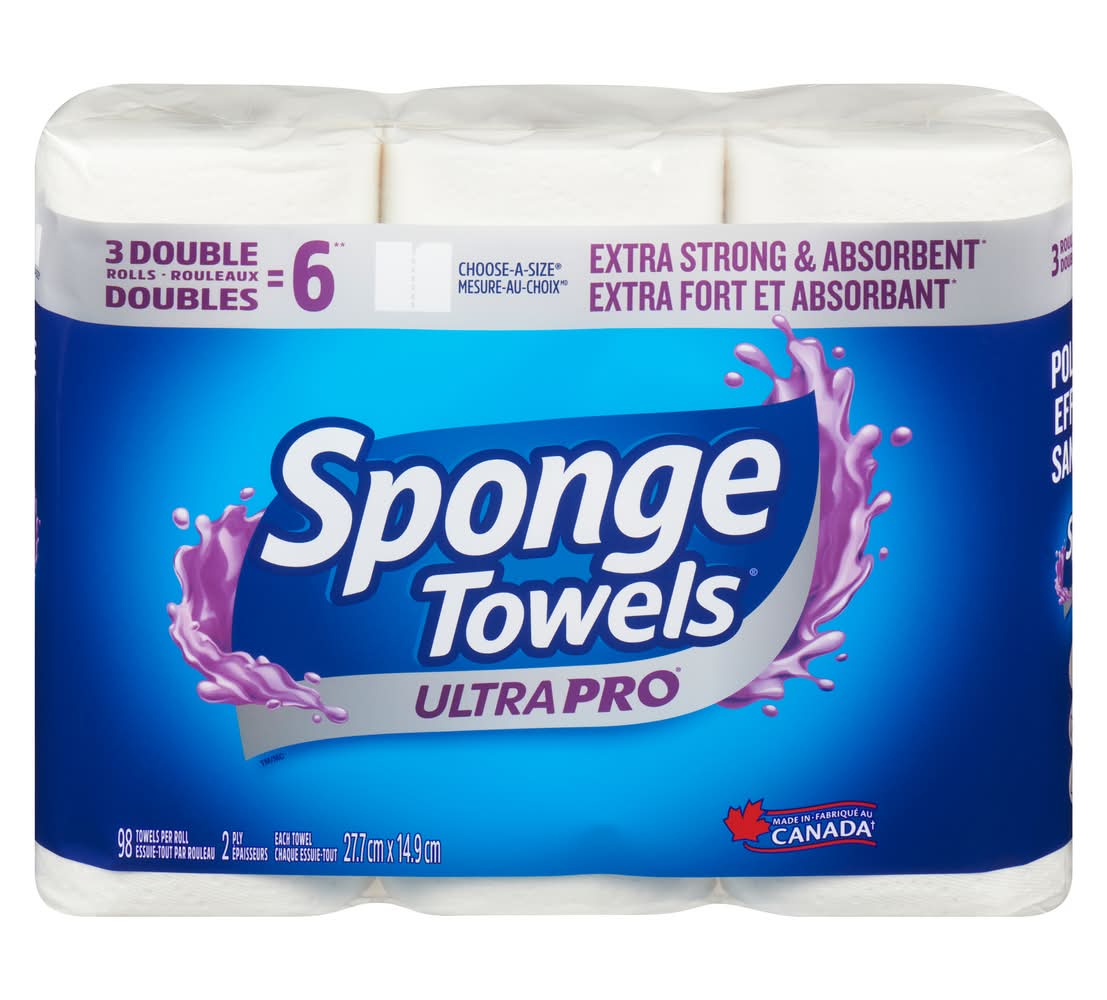 SpongeTowels Ultra 2 Ply Paper Rolls, 27.7x13.7 cm, White (3 ct)