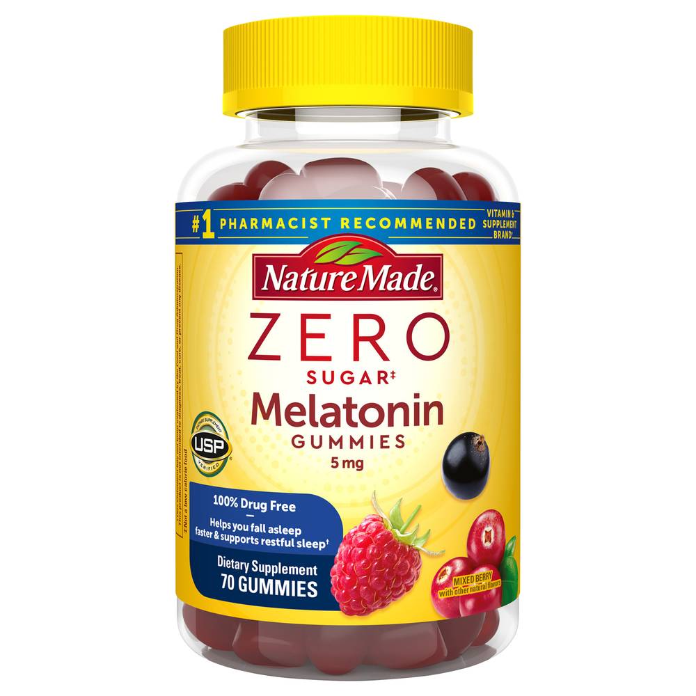 Nature Made Zero Sugar Melatonin Gummies, Mixed Berry (70 ct)