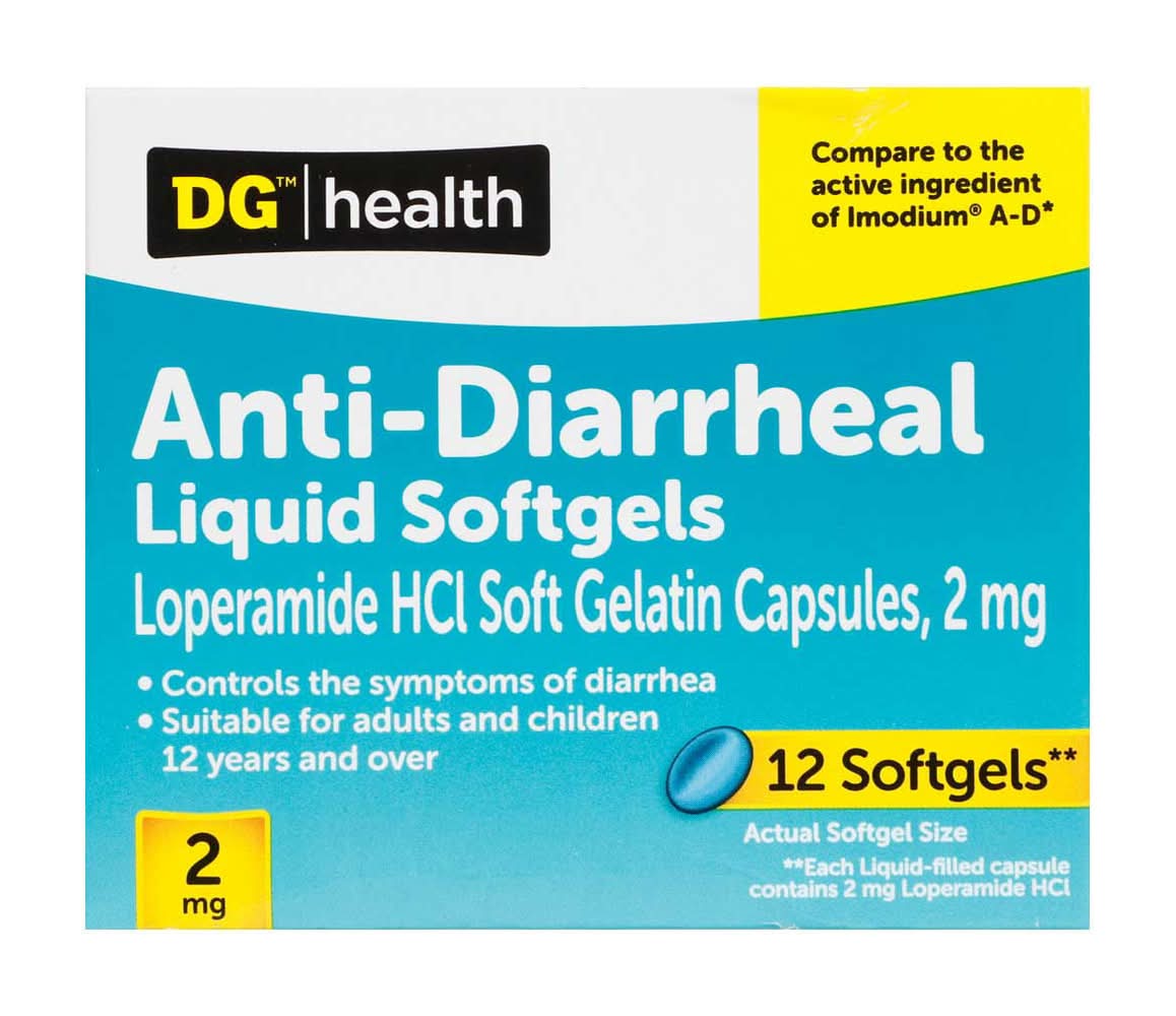 DG Health Anti-Diarrheal Liquid Softgel Capsules 2 mg (12 ct)
