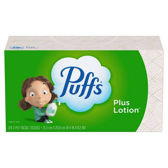 Puffs Plus Lotion Facial Tissue, 1 Family Box, 124 Tissues Per Box