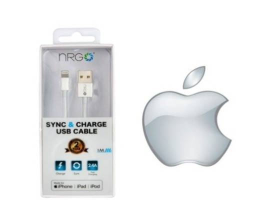 NRG MFI Lightning To USB Charging Sync Cable (Apple Licensed)