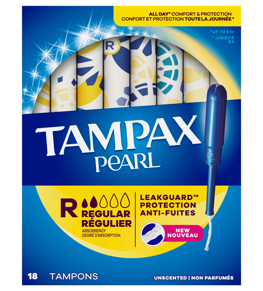 Tampax Pearl Leakguard Regular Plastic Tampons (18 ct)