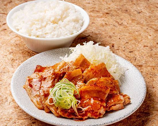 辛味噌ぶた肩ロース定食 Grilled Pork Set Meal (Loin) + Spicy Miso