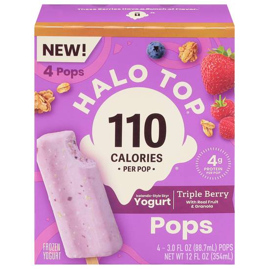 Halo Top Pops Icelandic Style Skyr Triple Berry Frozen Yogurt (4 ct)