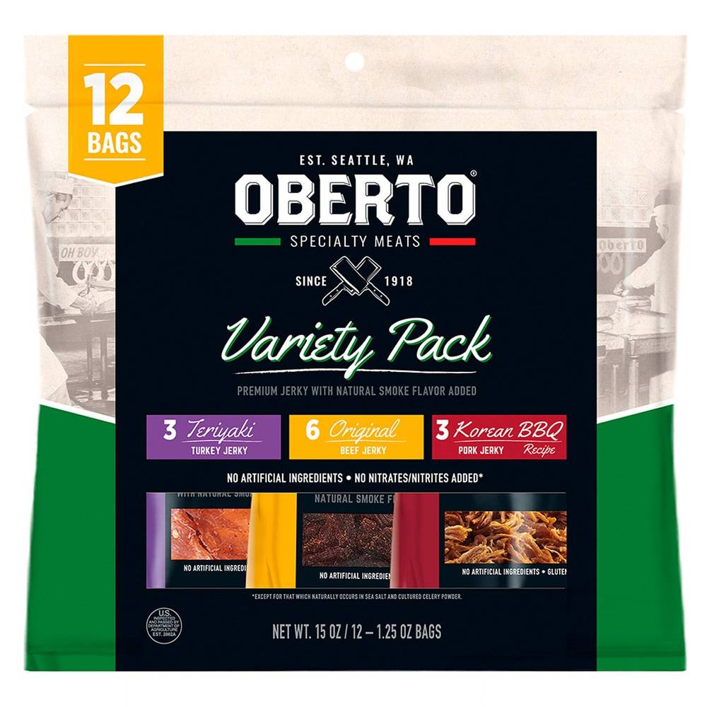 Oberto Jerky, Variety Pack, 1.25 oz, 12-count