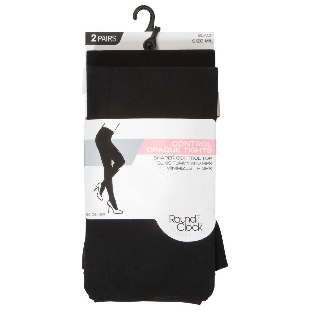 Round the Clock Control Opaque Tights (m/l/black )