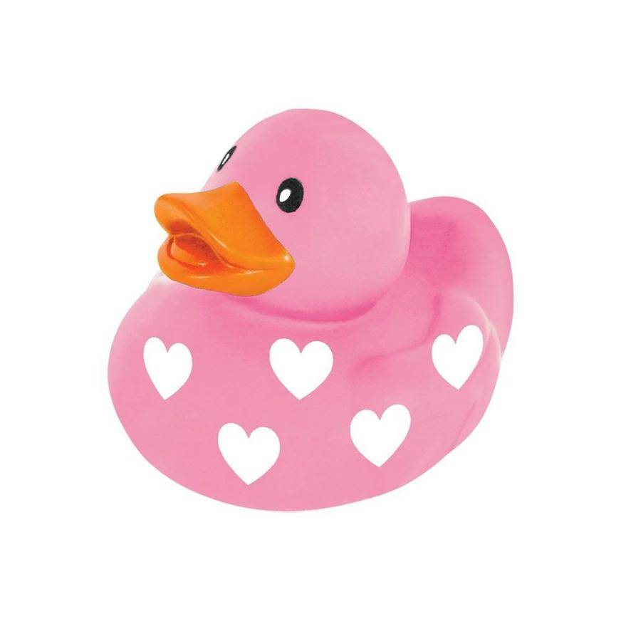 Pink White Heart-Covered Valentine's Day Rubber Duck, 1.75in